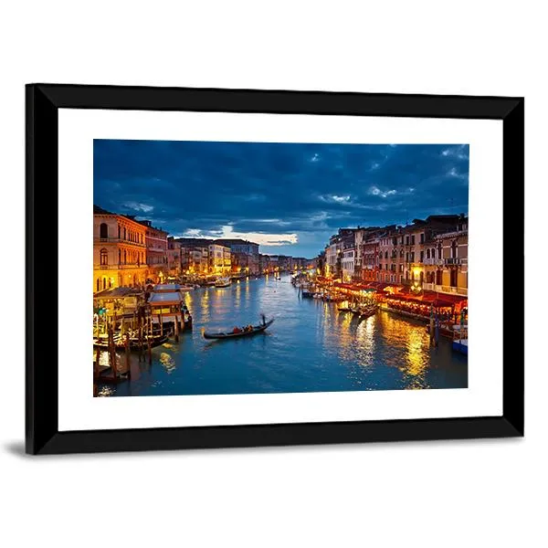 Grand Canal At Night  Venice Canvas Wall Art