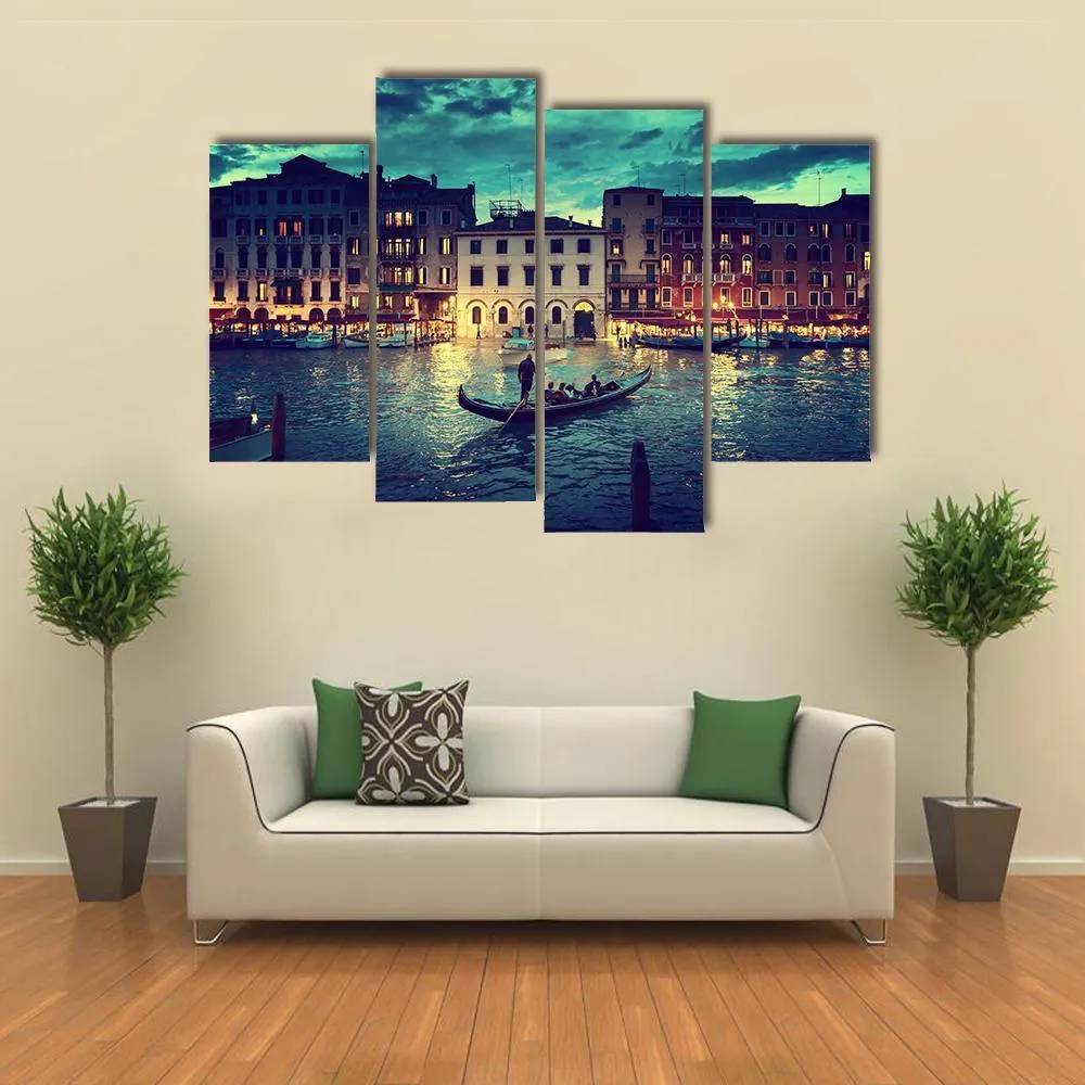 Grand Canal In Sunset  Venice Canvas Wall Art