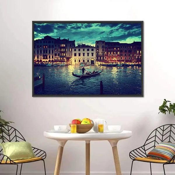 Grand Canal In Sunset  Venice Canvas Wall Art