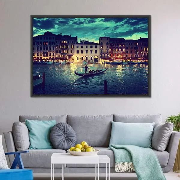 Grand Canal In Sunset  Venice Canvas Wall Art