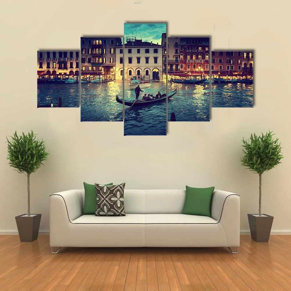 Grand Canal In Sunset  Venice Canvas Wall Art