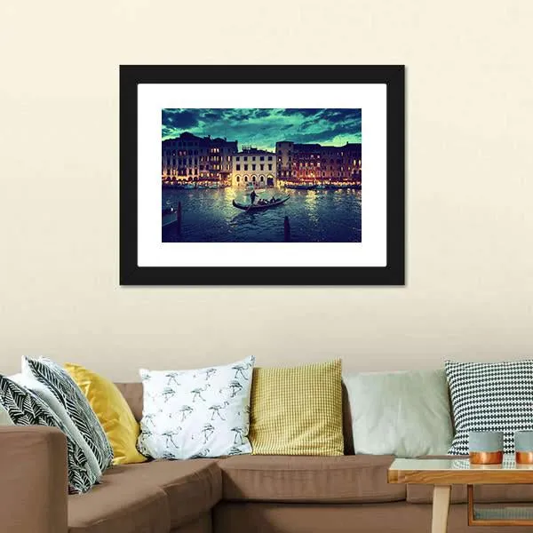 Grand Canal In Sunset  Venice Canvas Wall Art