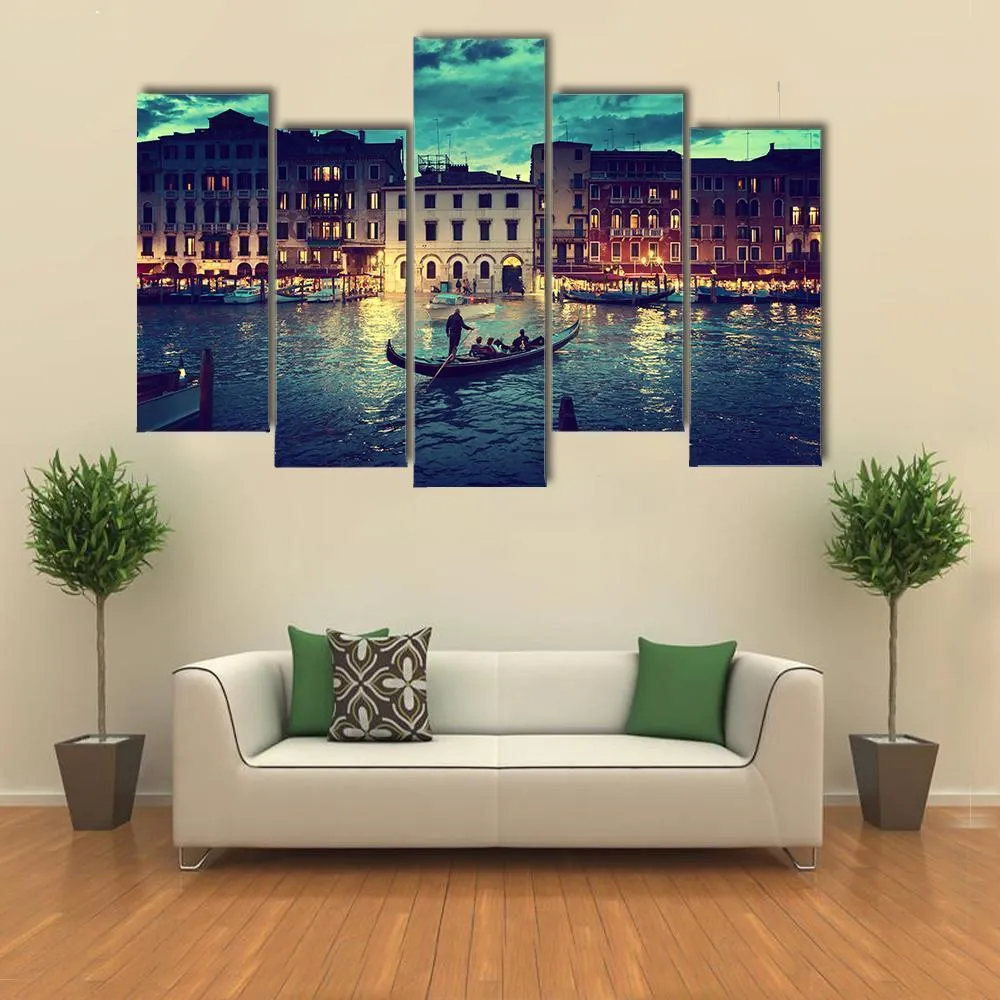 Grand Canal In Sunset  Venice Canvas Wall Art