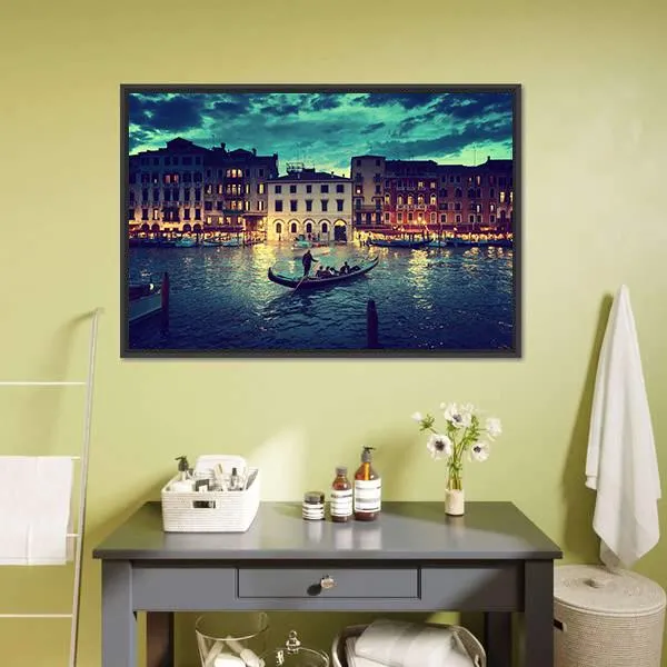 Grand Canal In Sunset  Venice Canvas Wall Art