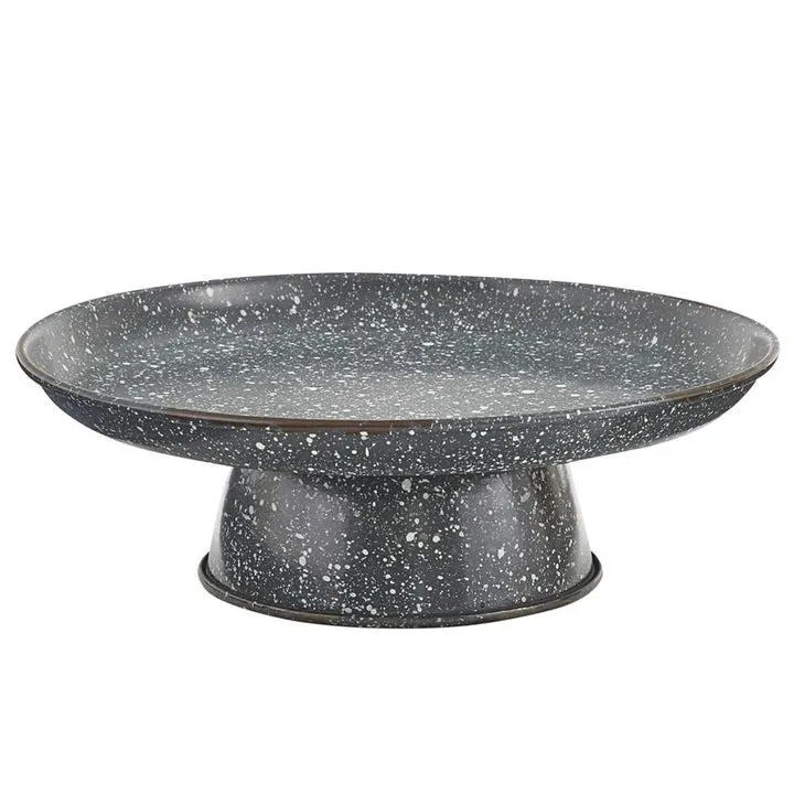 Gray Granite Enamelware Cake Pedestal