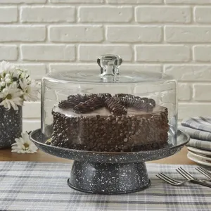 Gray Granite Enamelware Cake Pedestal