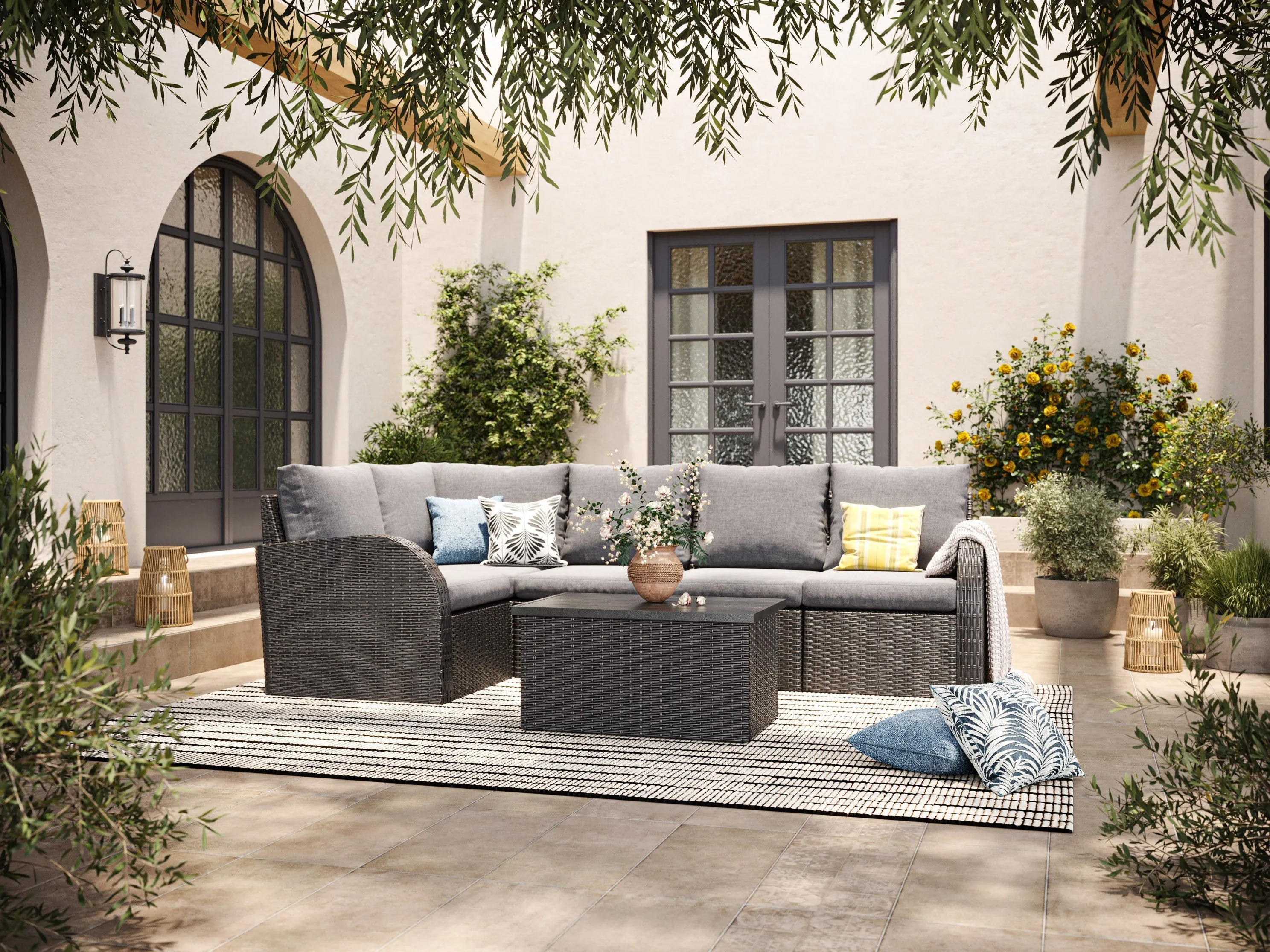 Grey Outdoor Sectional Left Arm Chair