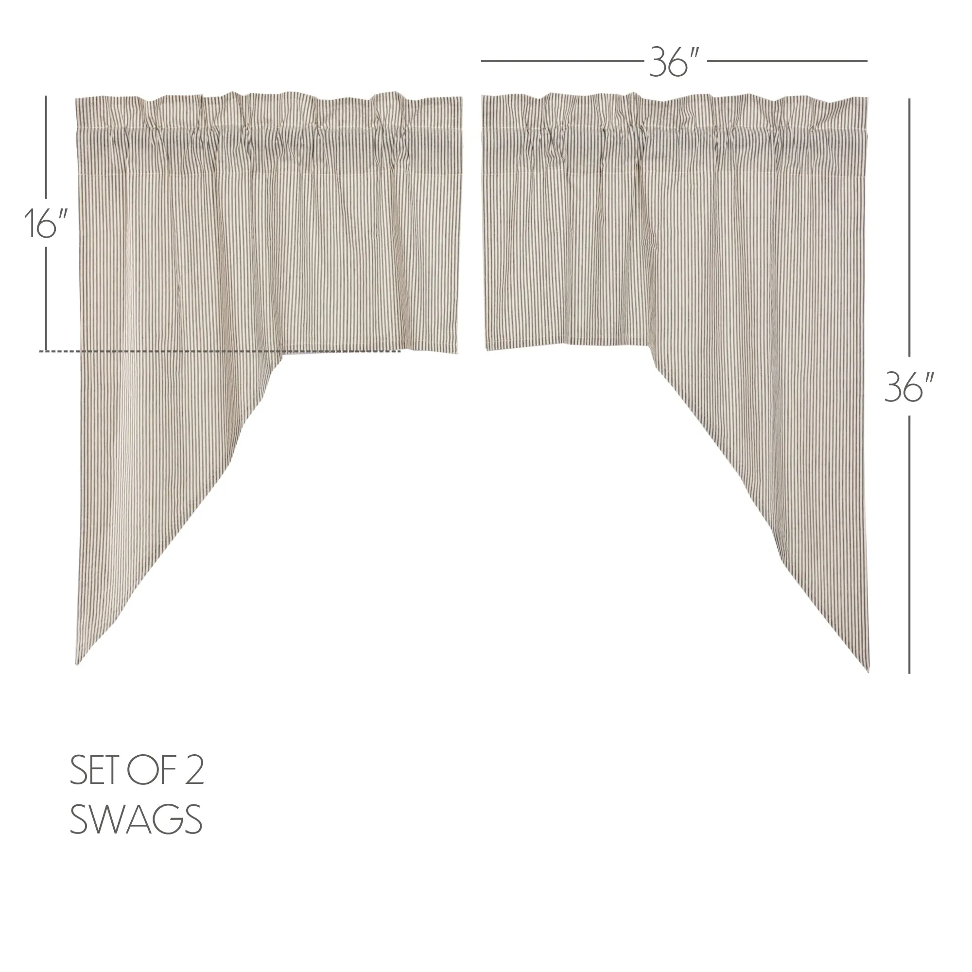 Hatteras Seersucker Ticking Stripe Swag Set of 2