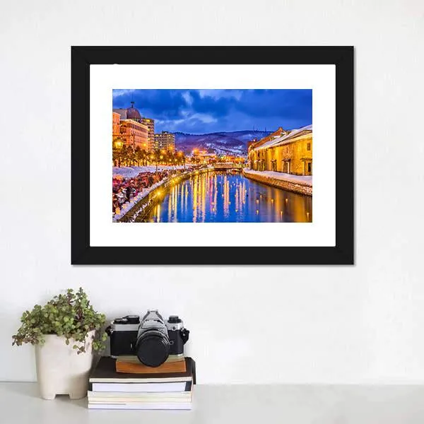 Historic Canal In Winter  Japan Canvas Wall Art