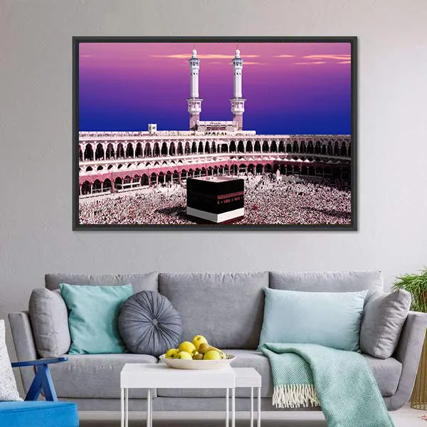 Holy Kaaba At Twilight Canvas Wall Art