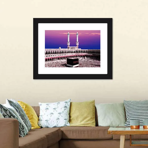 Holy Kaaba At Twilight Canvas Wall Art