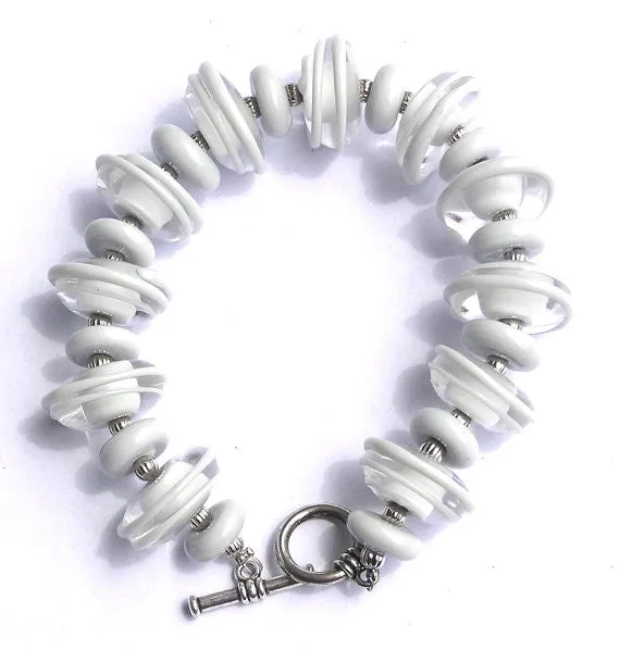 Light Gray Beaded Statement Toggle Bracelet