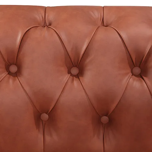 Luxurious Brown Faux Leather 3 2 Seater Chesterfield Sofa