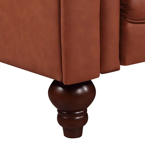 Luxurious Brown Faux Leather 3 2 Seater Chesterfield Sofa