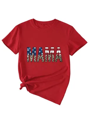 MAMA Flag Leopard Print T-shirt