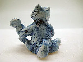 Miniature Musical  Cat With Banjo Delft Blue