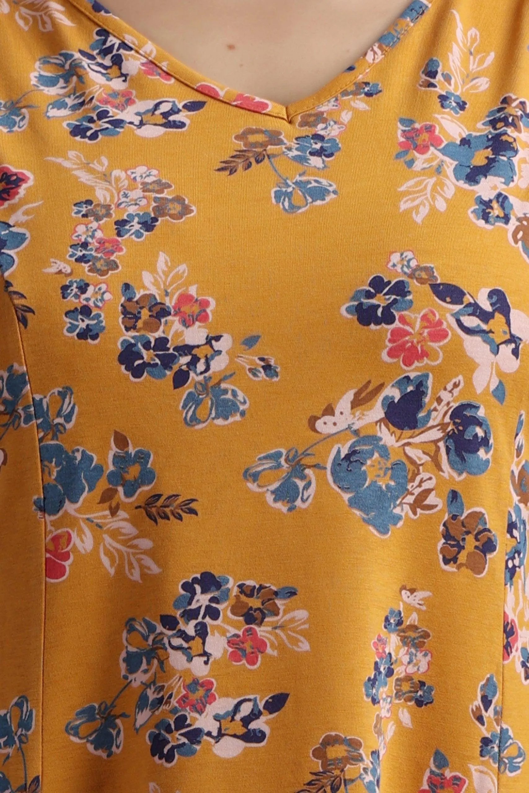 Mustard Floral Printed Dress