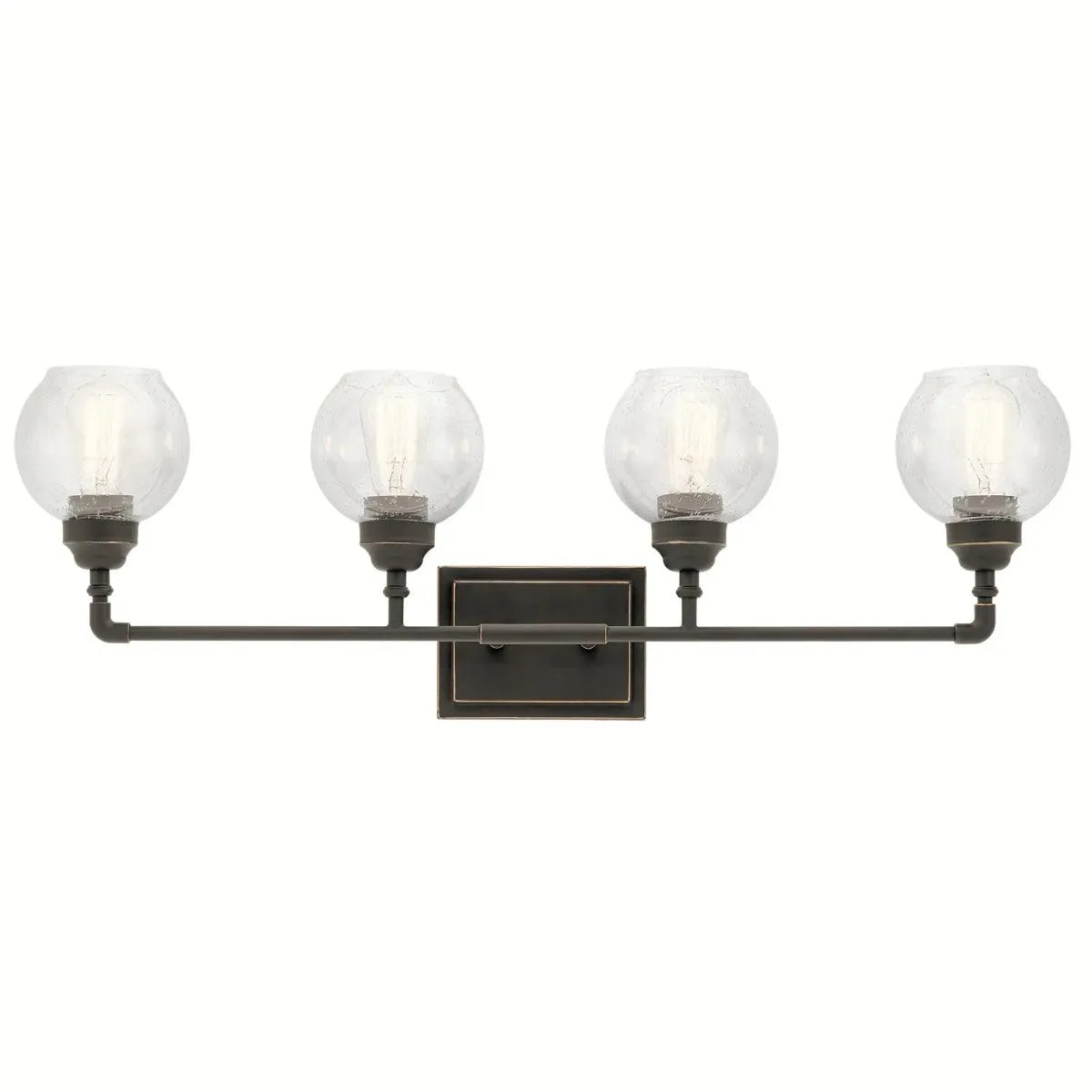 Niles 33 In 4-Lights Bathroom Vanity Light With Clear Seeded Glass, Bronze Finish