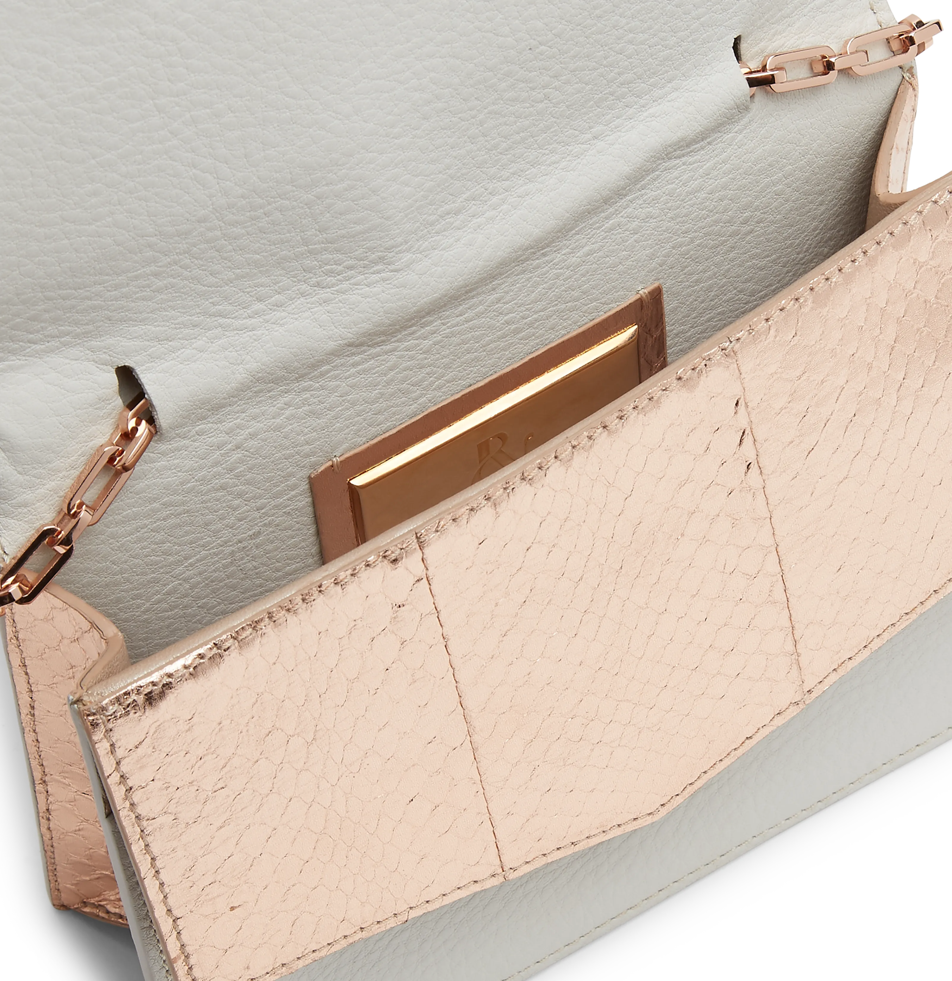 Oyster Calf Leather and Rose Gold Elaphe With Rose Gold Feather