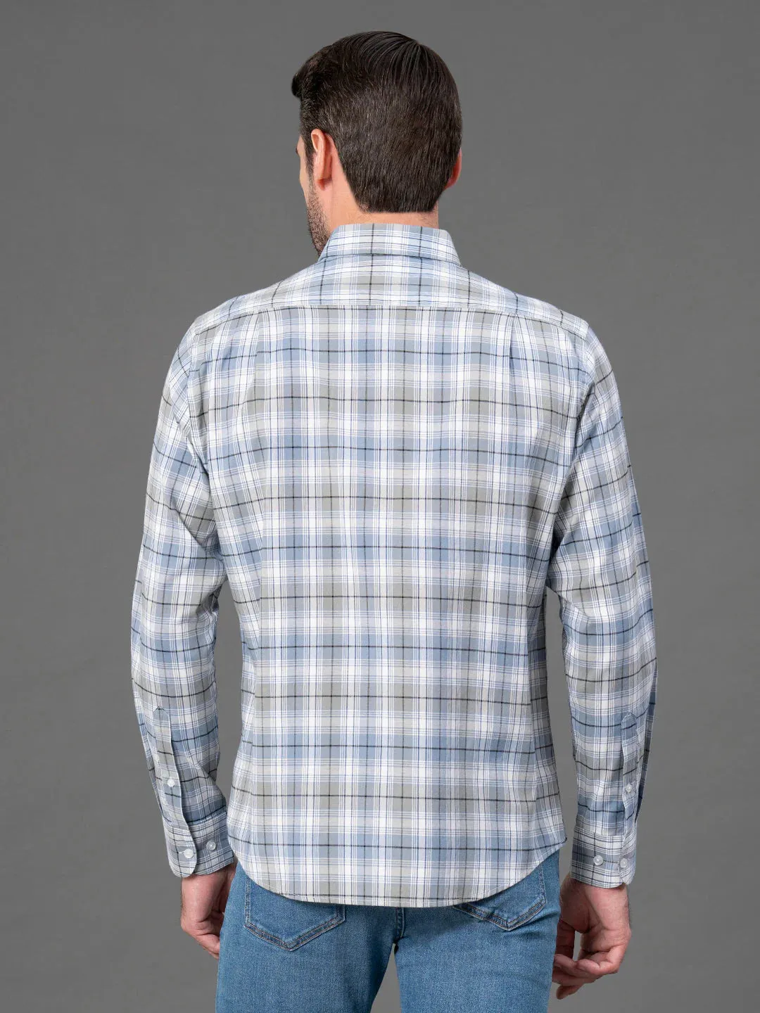 RedTape Blue Checked Shirt for Men | Classic & Versatile