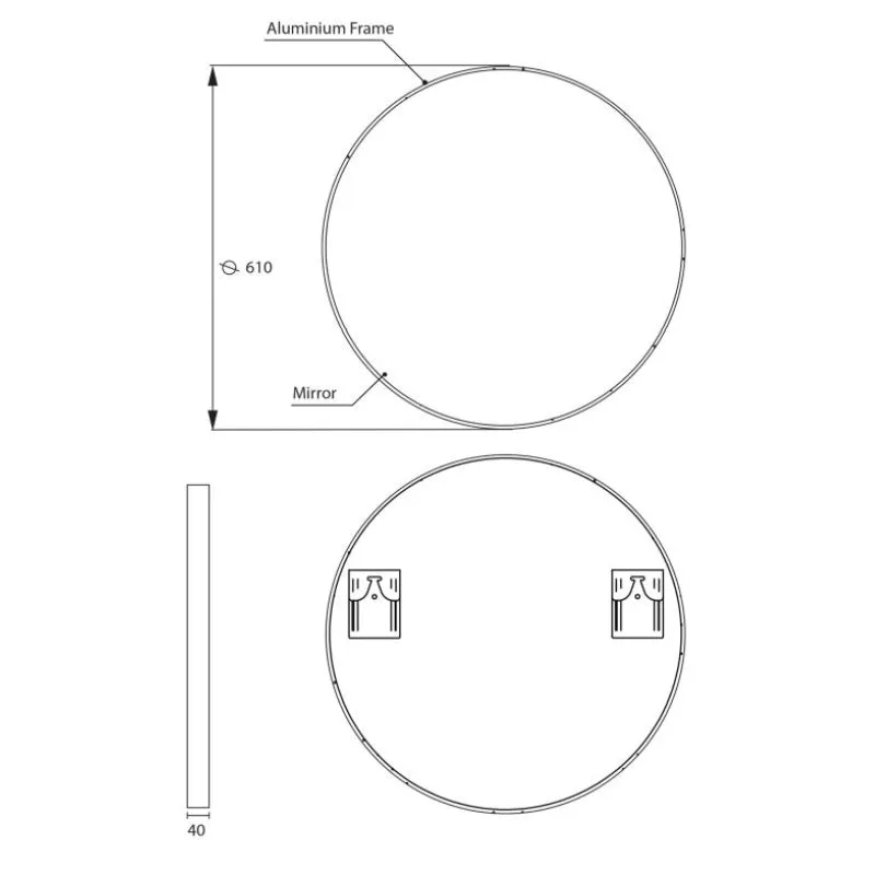 Remer Modern Round Mirror 610mm