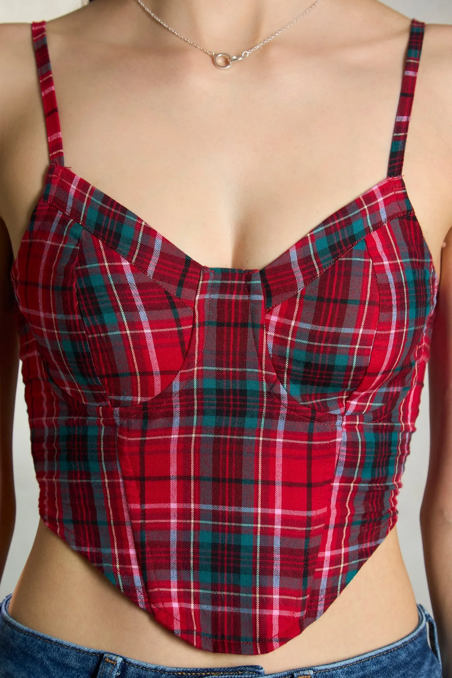 Rory Top|Checked Cotton Corset