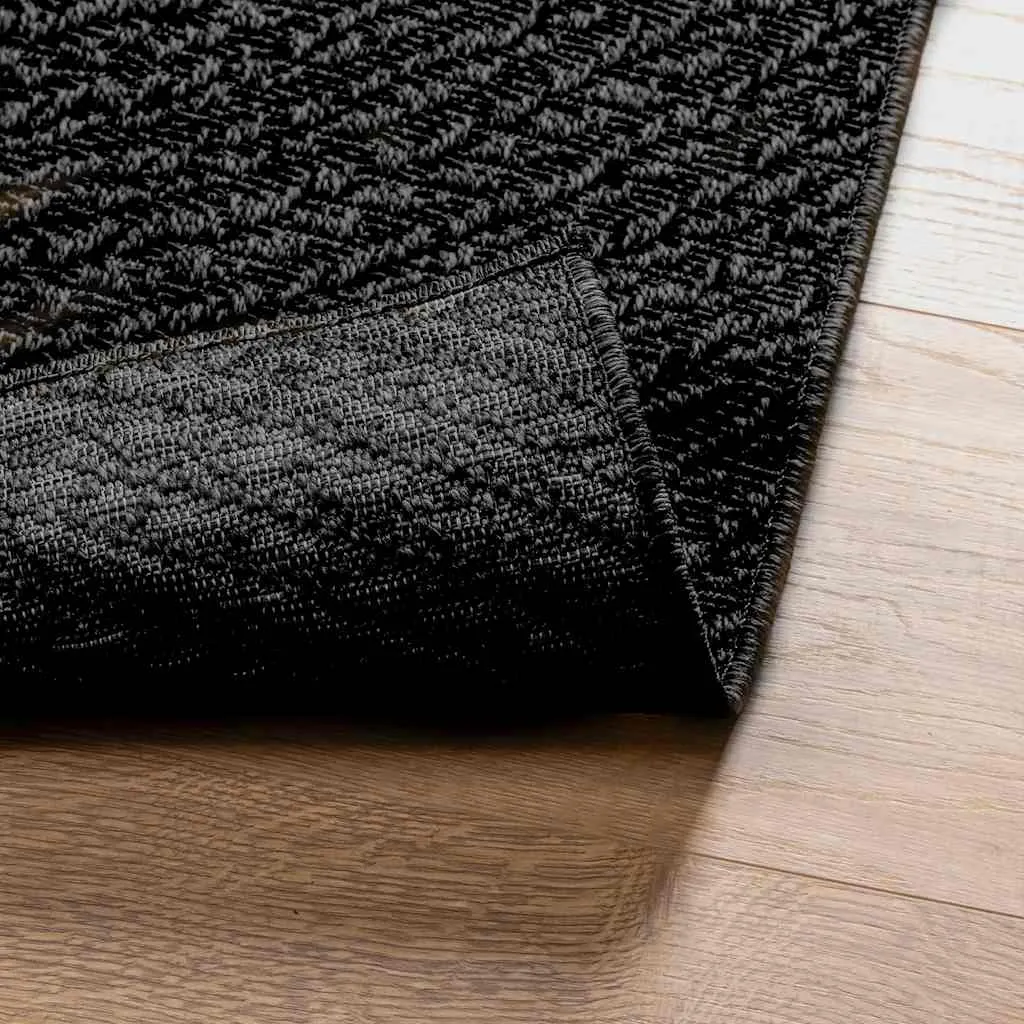 Rug ZIZUR Anthracite 100x200 cm Jute Look Indoor and Outdoor