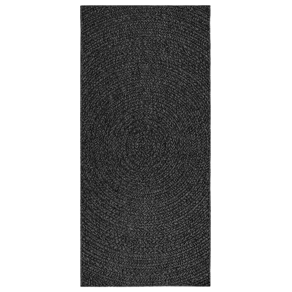 Rug ZIZUR Anthracite 100x200 cm Jute Look Indoor and Outdoor