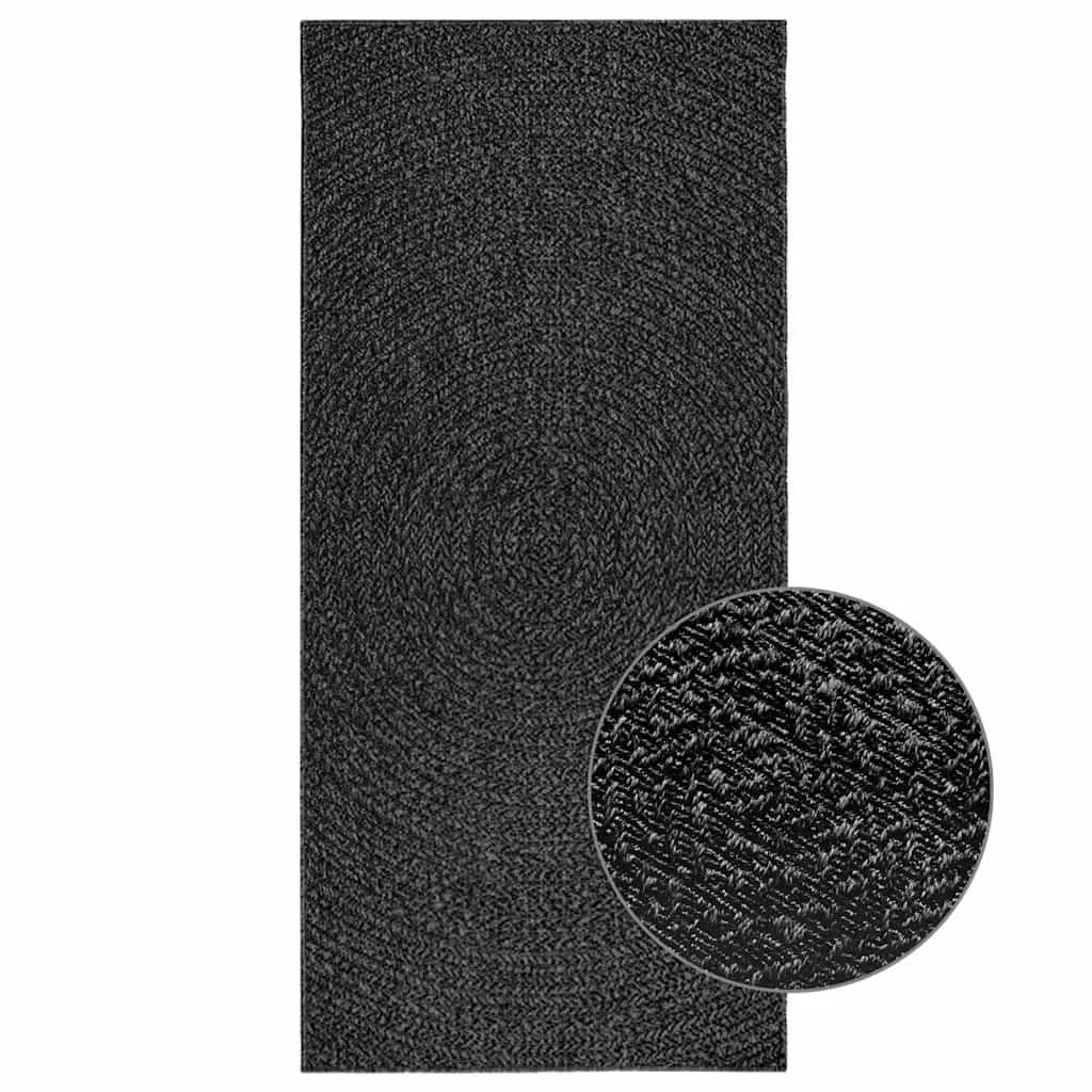 Rug ZIZUR Anthracite 100x200 cm Jute Look Indoor and Outdoor