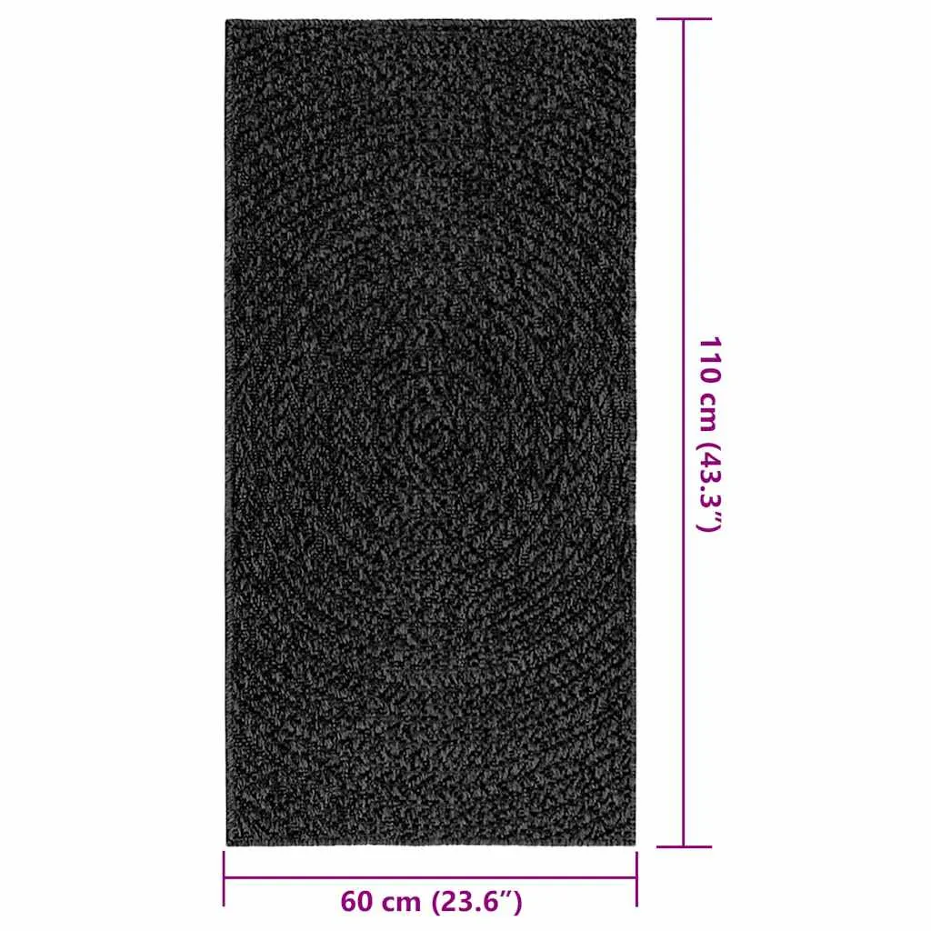 Rug ZIZUR Anthracite 60x110 cm Jute Look Indoor and Outdoor