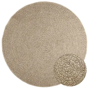 Rug ZIZUR Beige Ø 160 cm Jute Look Indoor and Outdoor