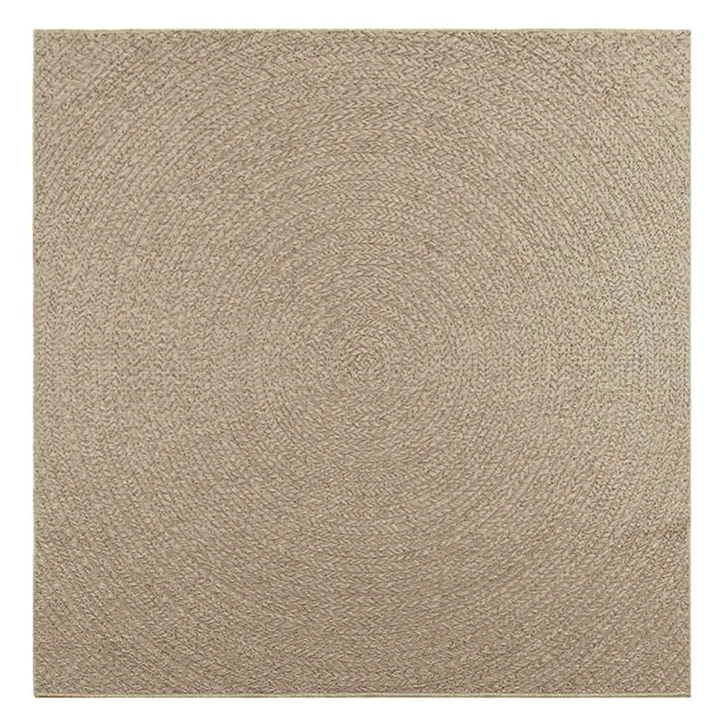 Rug ZIZUR Beige 200x200 cm Jute Look Indoor and Outdoor