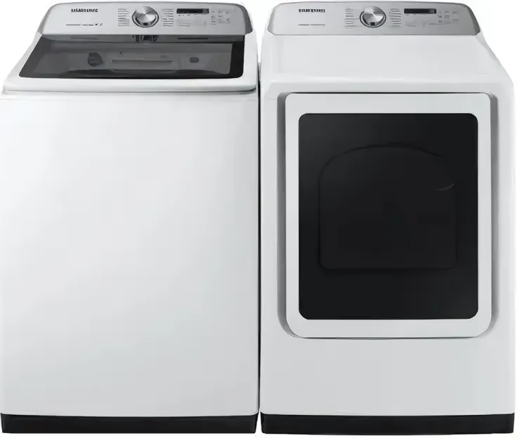 Samsung BESPOKE SAWADRGAW5400 Side-by-Side Washer WA50R5400AW & Dryer DVG50R5400W Set with Top Load Washer and Gas Dryer: White