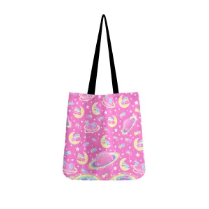 Saturn's Wish Pink Canvas Tote Bag