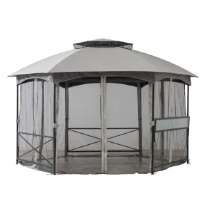 SUNJOY Light Grey Dark Grey Replacement Mosquito Netting For Hexagonal Gazebo (15X15 Ft) A101011200 Sold At SunNest