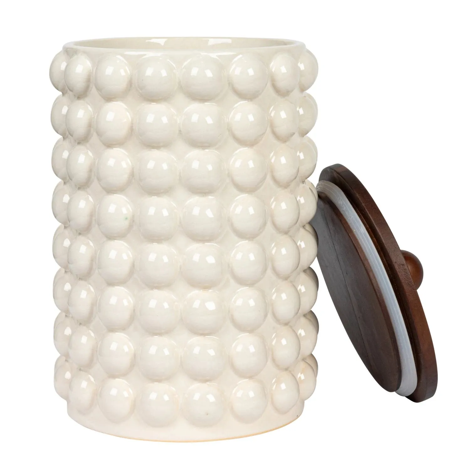 Tall Stoneware Canister w/Raised Dots