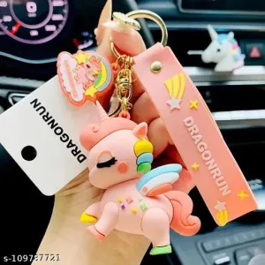 Unicorn DragonRun Pink | 3D Lanyard Keychain | Silicone