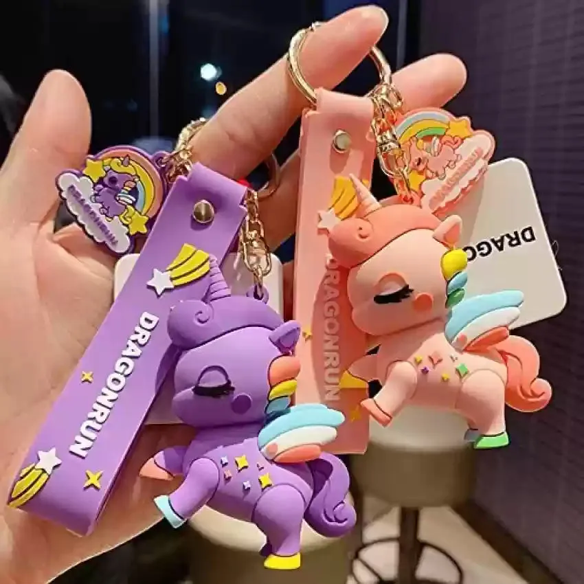 Unicorn DragonRun Pink | 3D Lanyard Keychain | Silicone