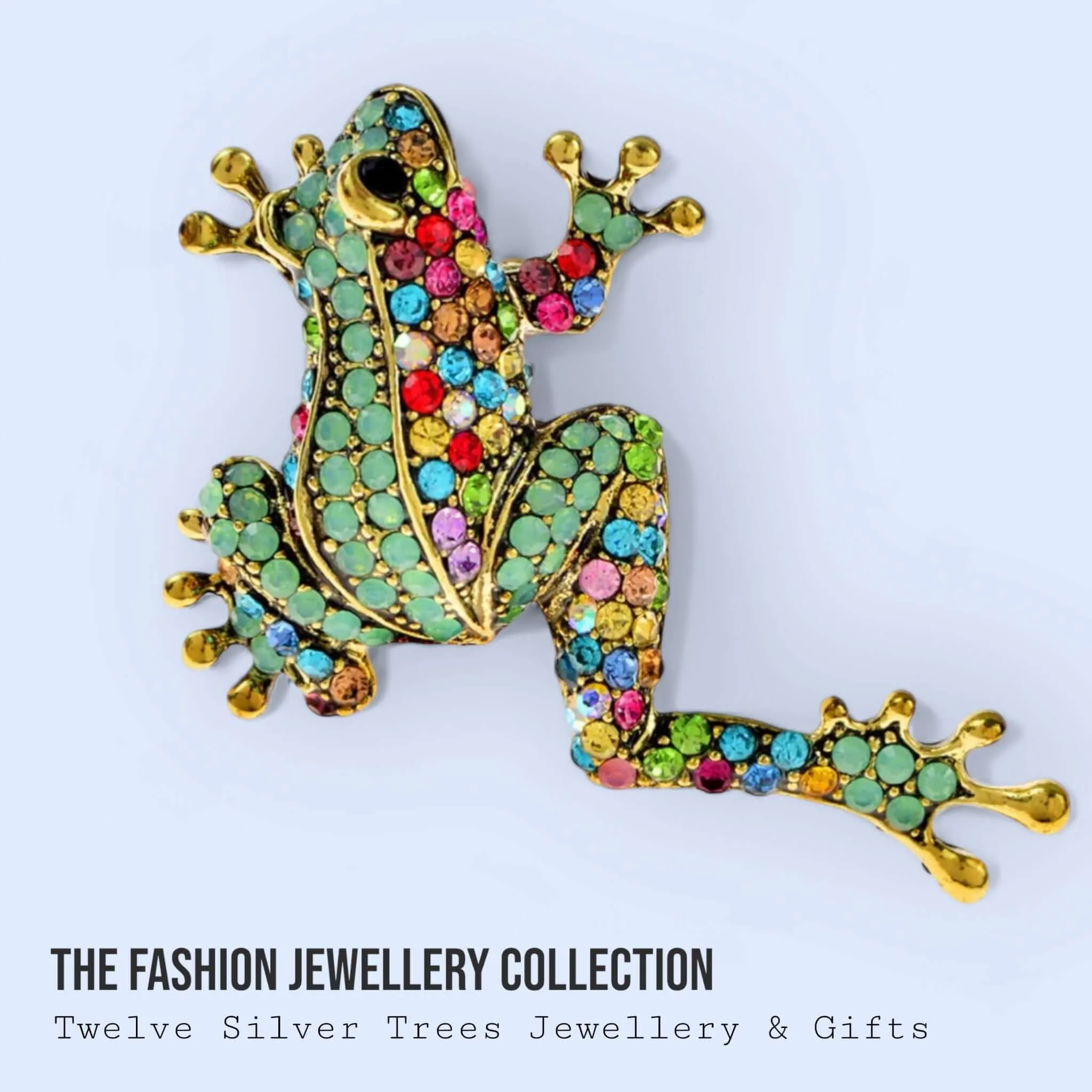 Vibrant Opalescent Rhinestone Frog Brooch