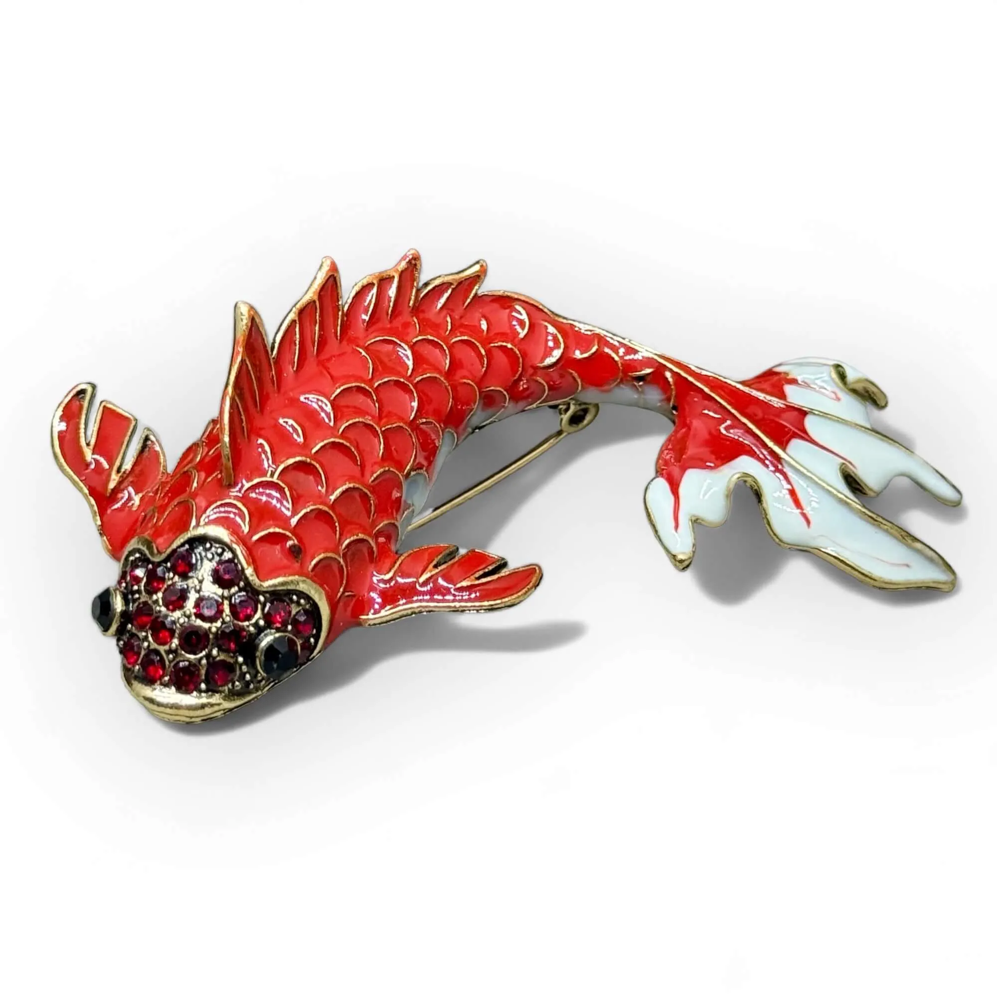 Vintage Red Enamel Koi Carp Brooch