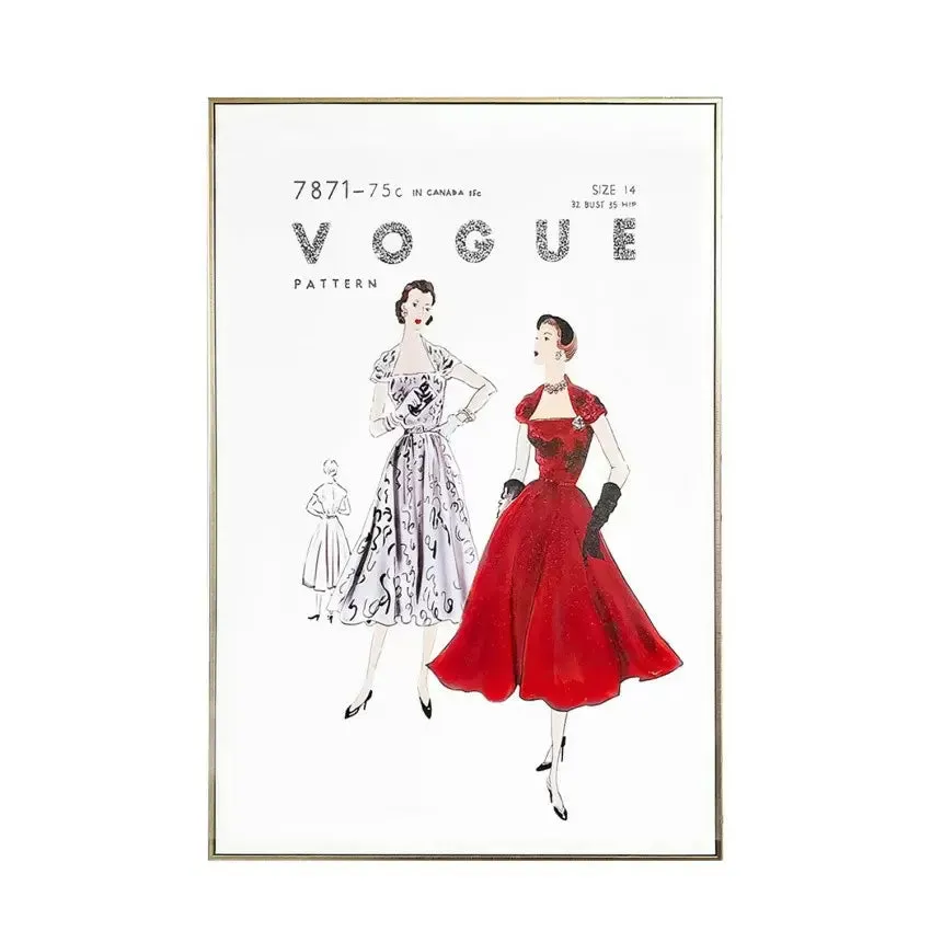 Vogue Pattern Rhinestone Wall Art 24x36