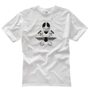 WHITE CROSSED PISTONS T-SHIRT