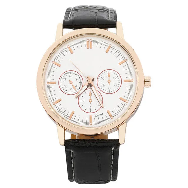 Women's Classic Bamboo Line Strap Watch PU Leather Quartz Large Dial Wrist Watch relogio