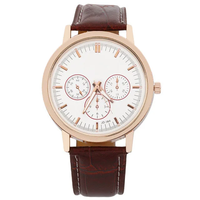 Women's Classic Bamboo Line Strap Watch PU Leather Quartz Large Dial Wrist Watch relogio